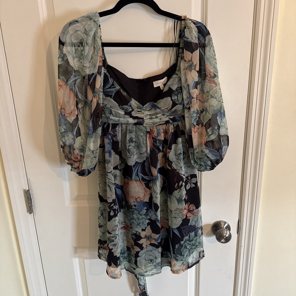 Promesa Blooming Belle Small Floral Chiffon Babydoll Mini Dress Midnight‎ NWT